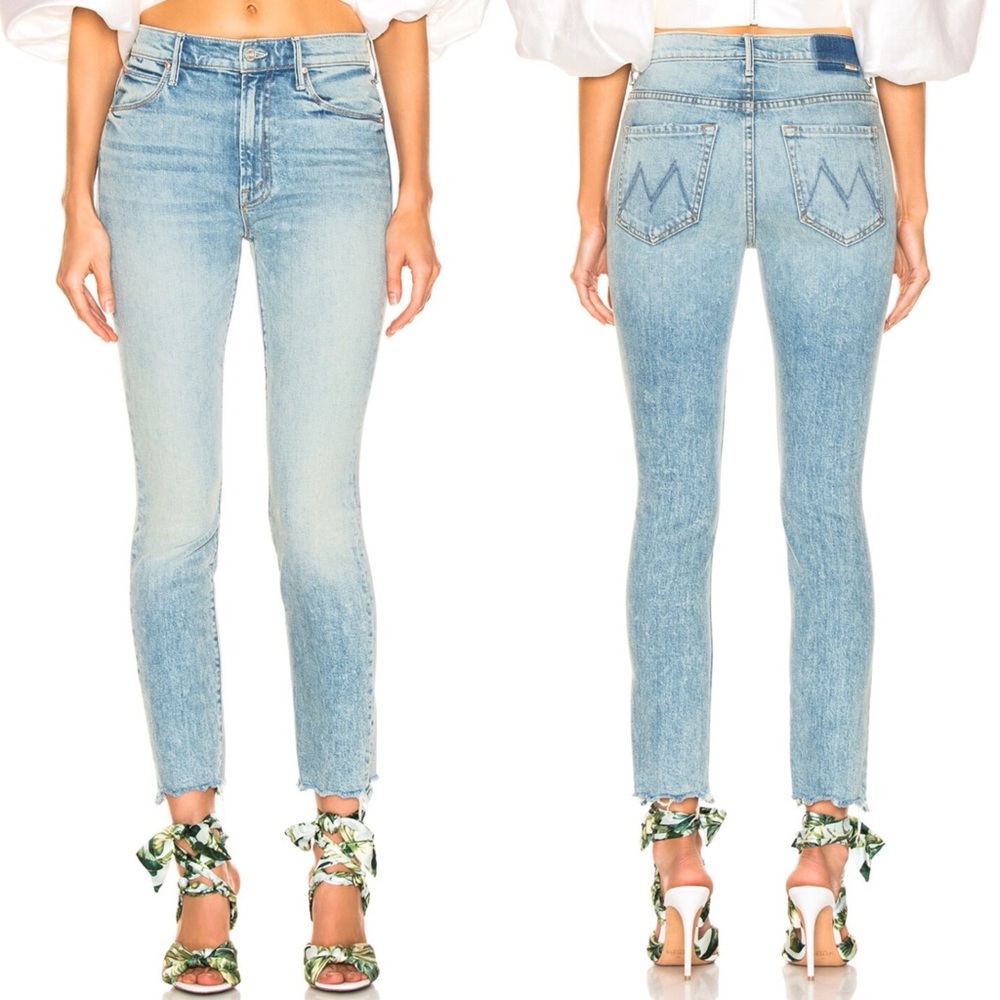 Mother The Stunner Ankle Chew Jeans High Waist Skinny Walking on Water 27 NEW
